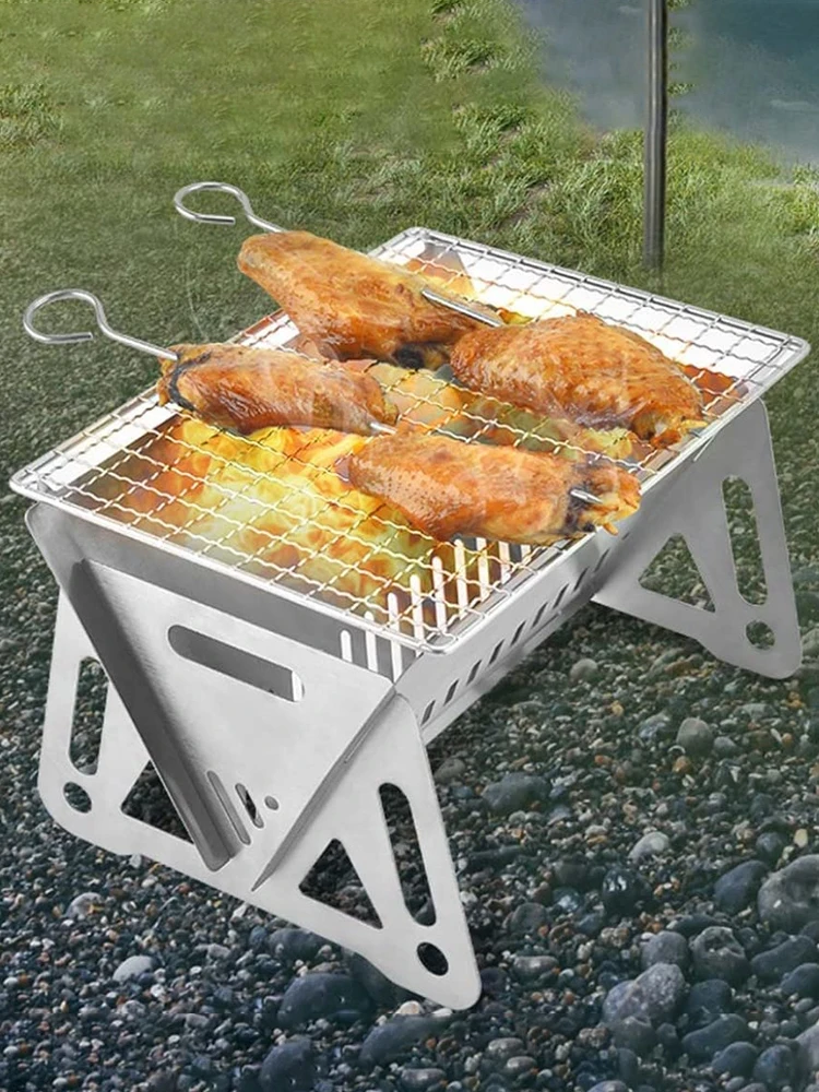 Portable Folding Barbecue Grill Heating Stoves Multifunction Camping BBQ Grill Rack Net Firewood Stove Stainless steel BBQ Grill Portable Folding Barbecue Grill Heating Stoves Multifunction Camping BBQ Grill Rack Net Firewood Stove Stainless steel BBQ Grill
