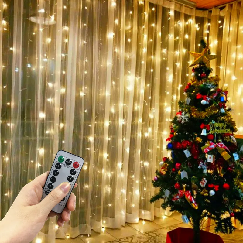 3M LED Curtain Garland Fairy Lights Festoon with Remote New Year Garland Christmas Decoration Party wedding decoration