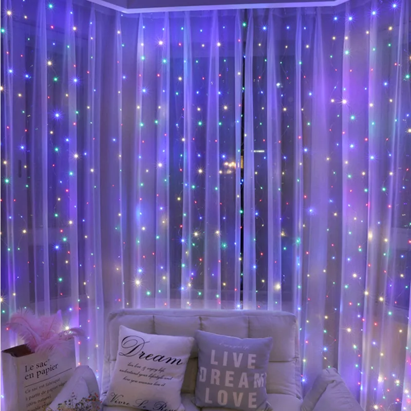3M LED Curtain Garland Fairy Lights Festoon with Remote New Year Garland Christmas Decoration Party wedding decoration