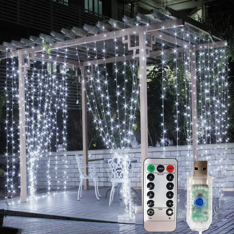 3M LED Curtain Garland Fairy Lights Festoon with Remote New Year Garland Christmas Decoration Party wedding decoration