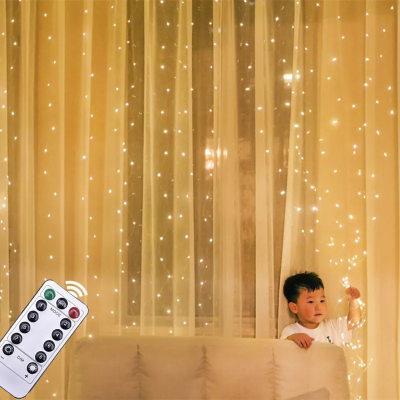 3M LED Curtain Garland Fairy Lights Festoon with Remote New Year Garland Christmas Decoration Party wedding decoration