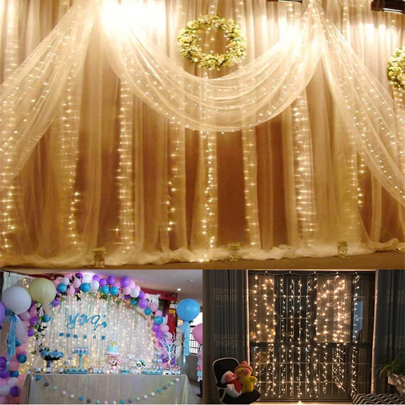 3M LED Curtain Garland Fairy Lights Festoon with Remote New Year Garland Christmas Decoration Party wedding decoration